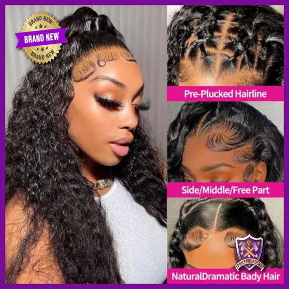 Deep Wave Lace Front Wig 18 Inch Human Hair 200 Density Pre Plucked